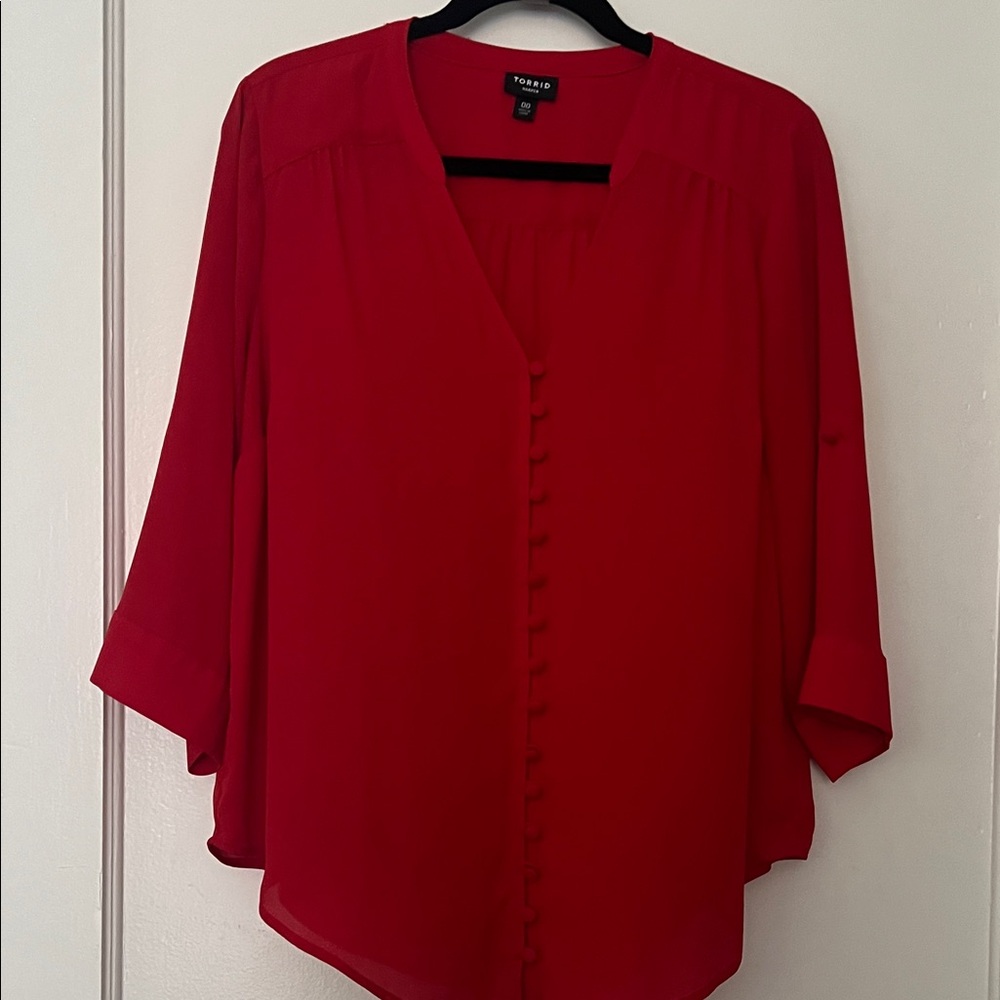 Torrid Scarlet Button-Front Blouse
